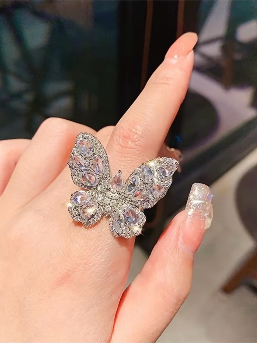 NEW! Crystal Butterfly Statement Ring. Adjustable Butterfly Ring 🦋